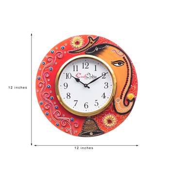 Analog Wall Clock        (Red & Green, With Glass) 2
