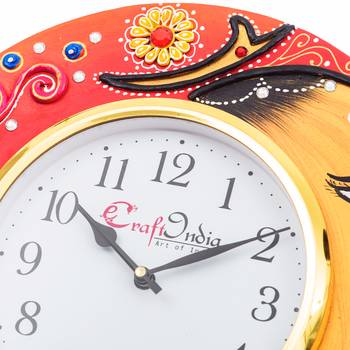Analog Wall Clock        (Red & Green, With Glass) 4