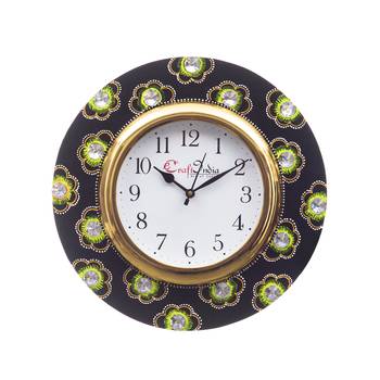 Analog Wall Clock        (Red & Green, With Glass) 1