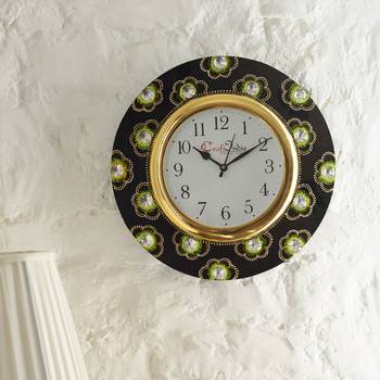 Analog Wall Clock        (Red & Green, With Glass) 2