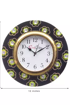 Analog Wall Clock        (Red & Green, With Glass)