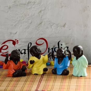 Handcrafted Set of 4 Meditating Buddha- For Home Deco 2