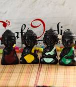 Handcrafted Set of 4 Meditating Buddha- For Home Decor