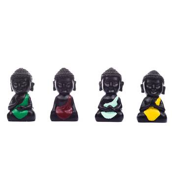 Handcrafted Set of 4 Meditating Buddha- For Home Decor 2