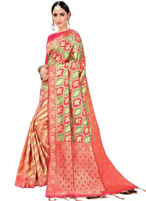 Multicolor Printed Silk Saree With Blouse 1