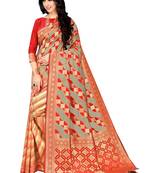 Red Printed Silk Saree With Blouse