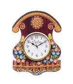 Analog Wall Clock        (Maroon & Green, With Glass)