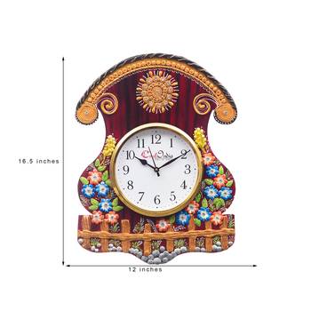 Analog Wall Clock        (Maroon & Green, With Glass) 3
