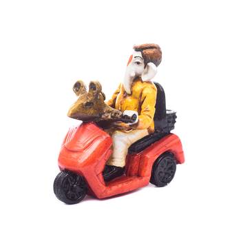 ganesh on scooter figurine 2