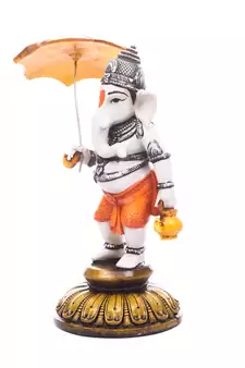 E Craft India Decorative Ganesha Figurine - Marble Finish, Multicolor, 8  4  4 in
