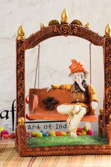 ecraftindia multicolor ganesha figurine for home decor - 12 inch