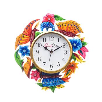 Analog Wall Clock        (Pink , Blue & Green, With Glass) 1