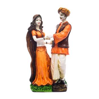 Handicraft Showpiece Home Decor Rajasthani Man and Women Statue Decorative Gift 1