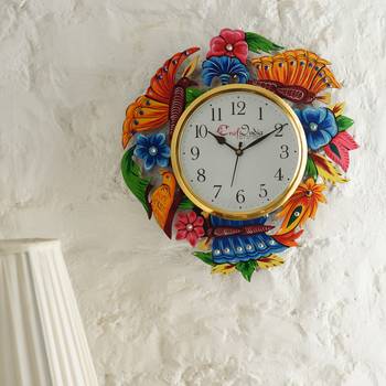 Analog Wall Clock        (Pink , Blue & Green, With Glass) 2