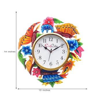 Analog Wall Clock        (Pink , Blue & Green, With Glass) 3