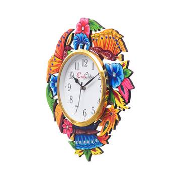 Analog Wall Clock        (Pink , Blue & Green, With Glass) 4