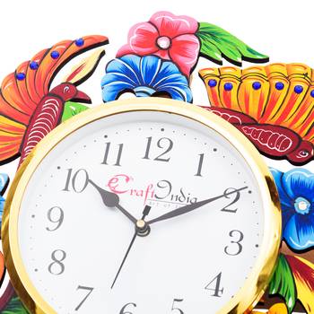 Analog Wall Clock        (Pink , Blue & Green, With Glass) 5