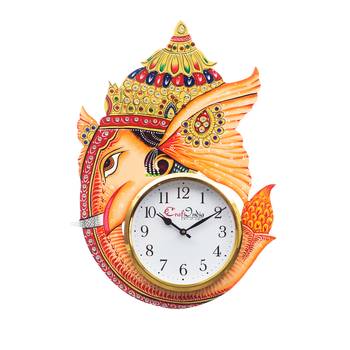 Analog Wall Clock        (Orange, With Glass) 1