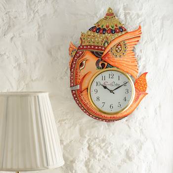 Analog Wall Clock        (Orange, With Glass) 2