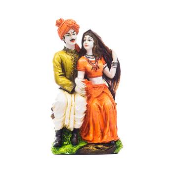 Handicraft Showpiece Home Decor Rajasthani Man and Women Statue Decorative Gift 1