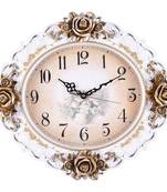 White,Golden Premium Designer Floral Wall Clock( 47 cm X 43 cm)