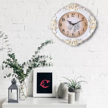 White Premium Designer Floral Wall Clock( 47 cm X 43 cm) 2