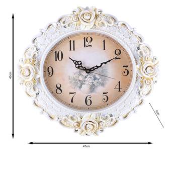 White Premium Designer Floral Wall Clock( 47 cm X 43 cm) 3