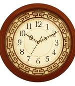 Brown round wooden analog wall clock(38 cm x 38 cm)