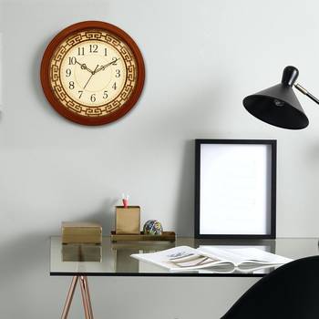 Brown round wooden analog wall clock(38 cm x 38 cm) 2