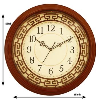 Brown round wooden analog wall clock(38 cm x 38 cm) 4