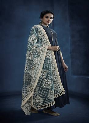 Grey resham embroidery georgette salwar 2