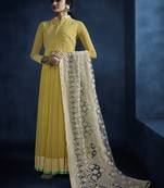 Yellow resham embroidery georgette salwar