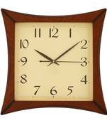 Brown square wooden analog wall clock(32.5 cm x 32.5 cm)