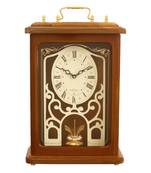 Brown Wooden Roman Numeral Premium Table Clock (14*9.5 Inches)