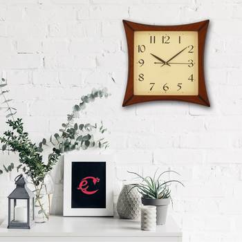 Brown square wooden analog wall clock(32.5 cm x 32.5 cm) 2