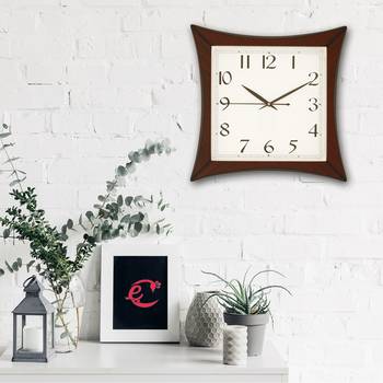 Cola Brown square wooden analog wall clock(32.5 cm x 32.5 cm) 2