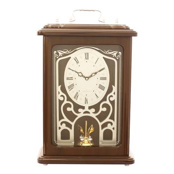 Brown Wooden Roman Numeral Premium Table Clock (14*9.5 Inches) 1