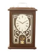 Brown Wooden Roman Numeral Premium Table Clock (14*9.5 Inches)