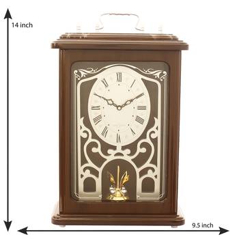 Brown Wooden Roman Numeral Premium Table Clock (14*9.5 Inches) 2