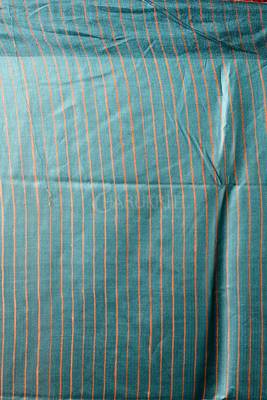 Teal woven viscose saree with blouse 4