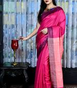 Pink Gheecha Saree With Pearl Pink Pallu