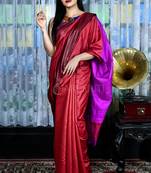 Red woven viscose saree with blouse