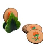 Floral Design Wooden Tea Coasters(Set of 6)