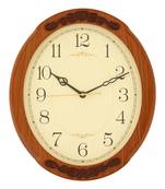 Brown oval wooden analog wall clock(33 cm x 33 cm)