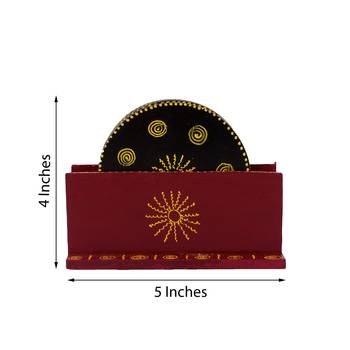 Decorative Wooden Tea Coasters(Set of 6) 2