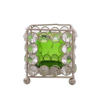 Dazzling Square Shape Crystal Tea Light Holder 2