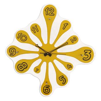 Yellow vertical wooden analog wall clock(51.5 cm x 49.5 cm) 1