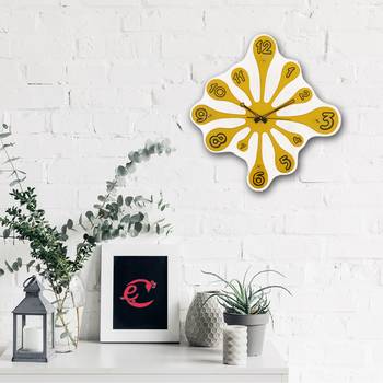 Yellow vertical wooden analog wall clock(51.5 cm x 49.5 cm) 2