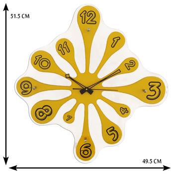 Yellow vertical wooden analog wall clock(51.5 cm x 49.5 cm) 3