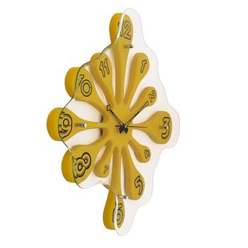 Yellow vertical wooden analog wall clock(51.5 cm x 49.5 cm) 4